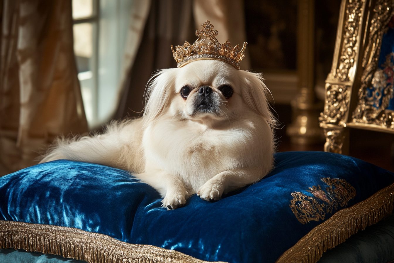 Why Pekingese Dogs Think They Rule the World – And Why You’ll Love It! loljag_photo_of_a_white_Pekingese_dog_wearing_a_gold_crown_and__b06ec693-4e39-4869-8f79-e8877258a915